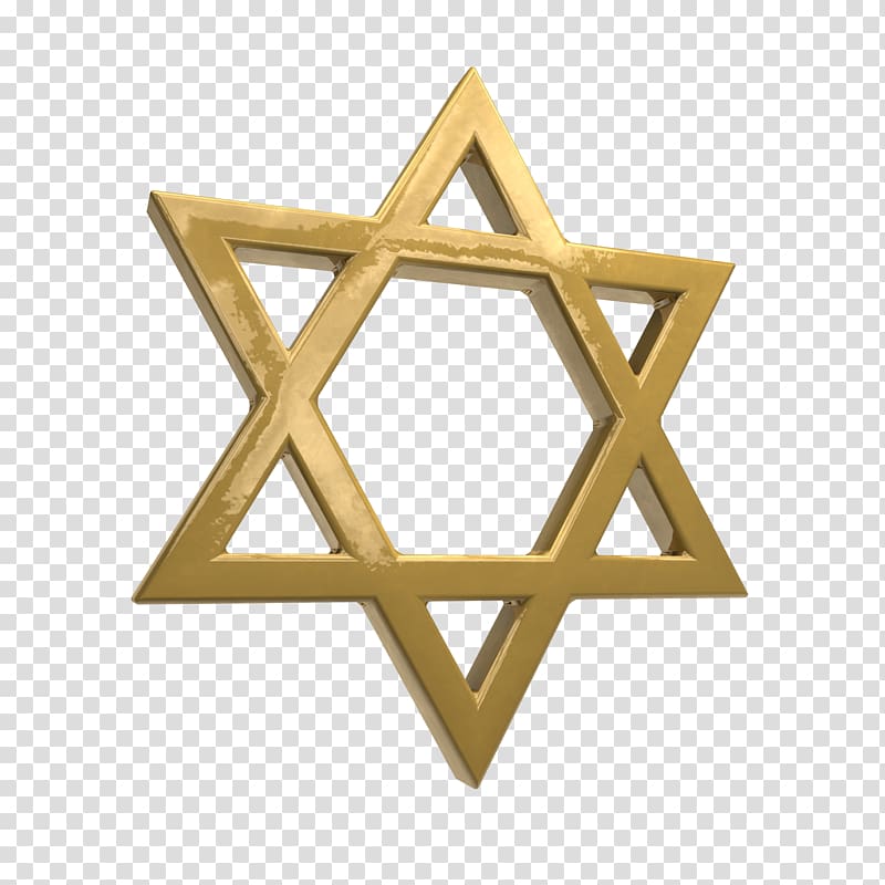 Star of David Gold Symbol Illustration, Six metal star transparent background PNG clipart
