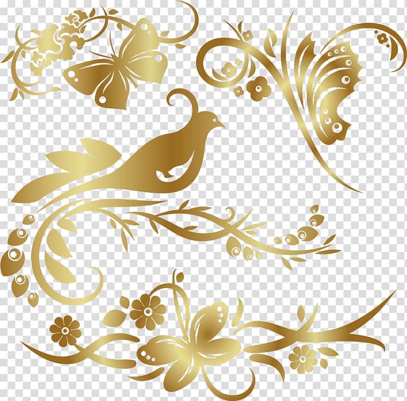 Ornament painting Flower, Gold pattern transparent background PNG clipart