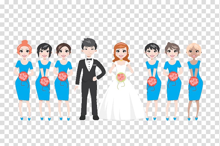 Bridegroom Wedding Bridesmaid, Cartoon bride and groom wedding transparent background PNG clipart