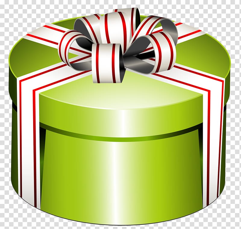 green and white gift box, Gift Box , Green Round Present Box with Bow transparent background PNG clipart