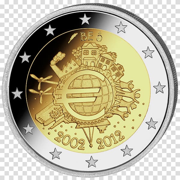 2 euro coin 2 euro commemorative coins Euro coins, 10 Euro Note transparent background PNG clipart