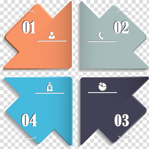 four assorted-color arrows illustration, Chart Infographic Directory, PPT element transparent background PNG clipart