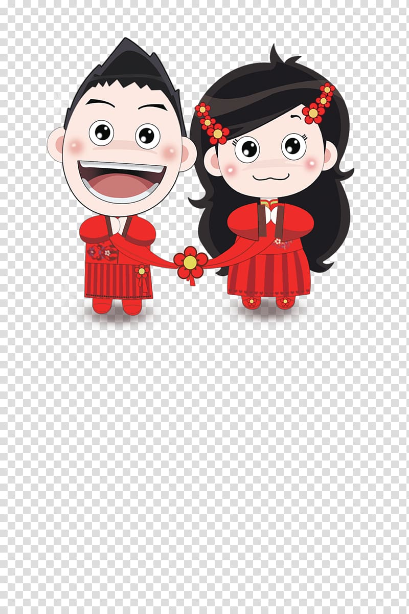 Bridegroom Cartoon Illustration, Cartoon bride and groom wedding cartoon character element transparent background PNG clipart
