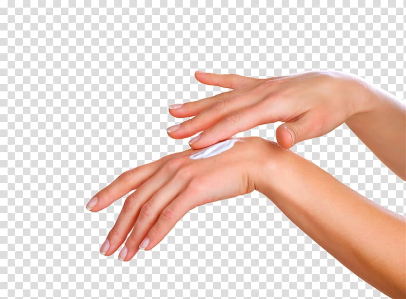 hand putting cream on top part of hand, Lotion Upper limb Cream Skin care, Hand movements transparent background PNG clipart