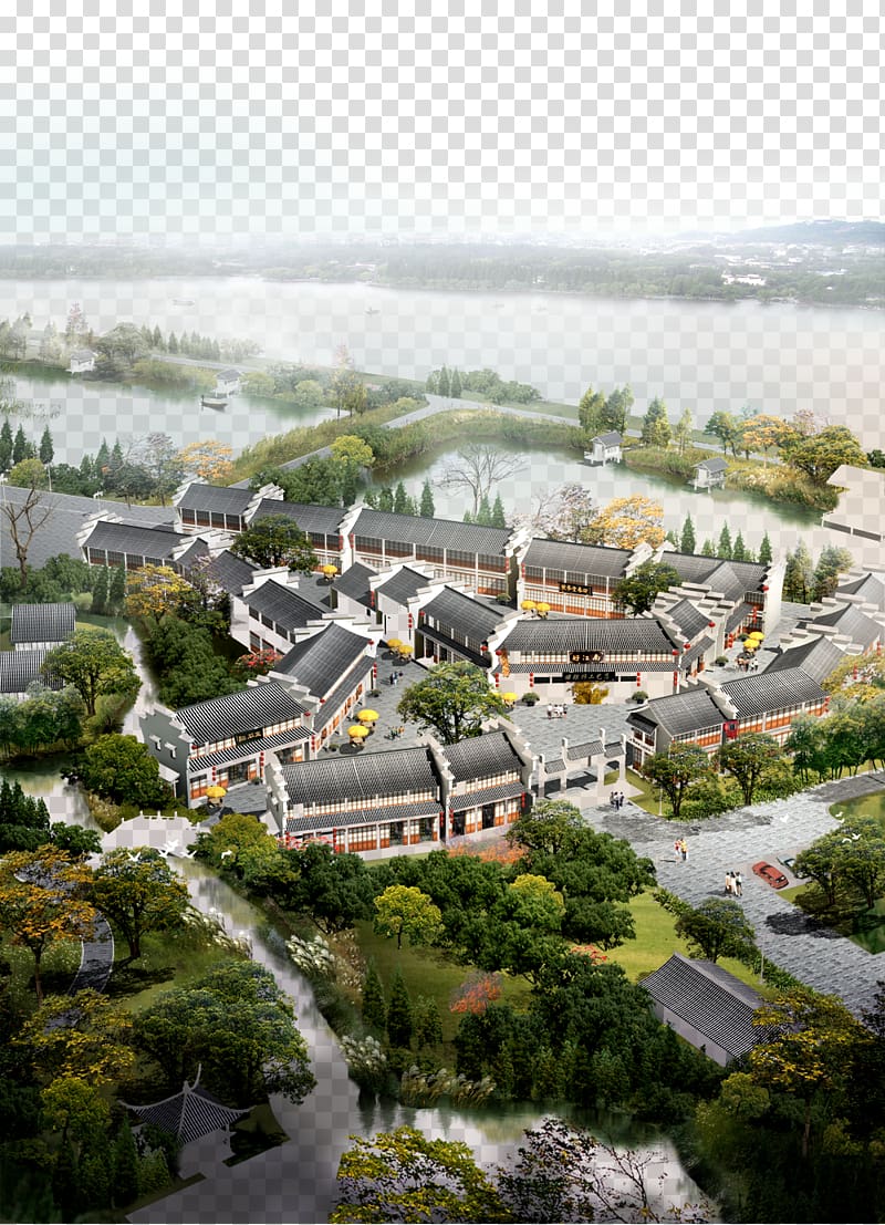Architecture Landscape, River City aerial view transparent background PNG clipart