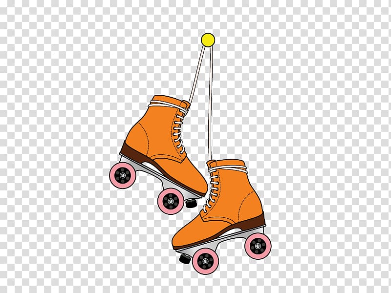 pair of orange roller skates illustration, Shoe Roller skates Ice skating Roller skating, Skate cartoon material transparent background PNG clipart