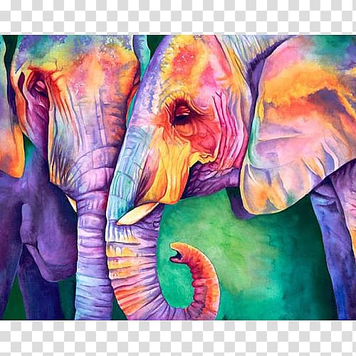 Watercolor painting Art Elephantidae Acrylic paint, painting transparent background PNG clipart