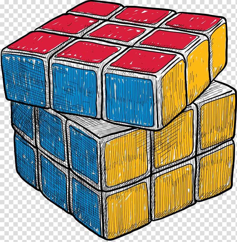 3 by 3 Rubik's cube art, T-shirt Rubiks Cube Drawing, color hand-painted cube transparent background PNG clipart