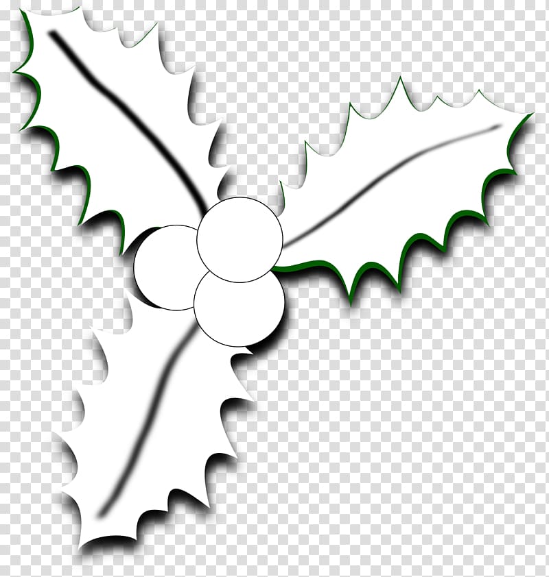Common holly Christmas Black and white , christmas transparent background PNG clipart