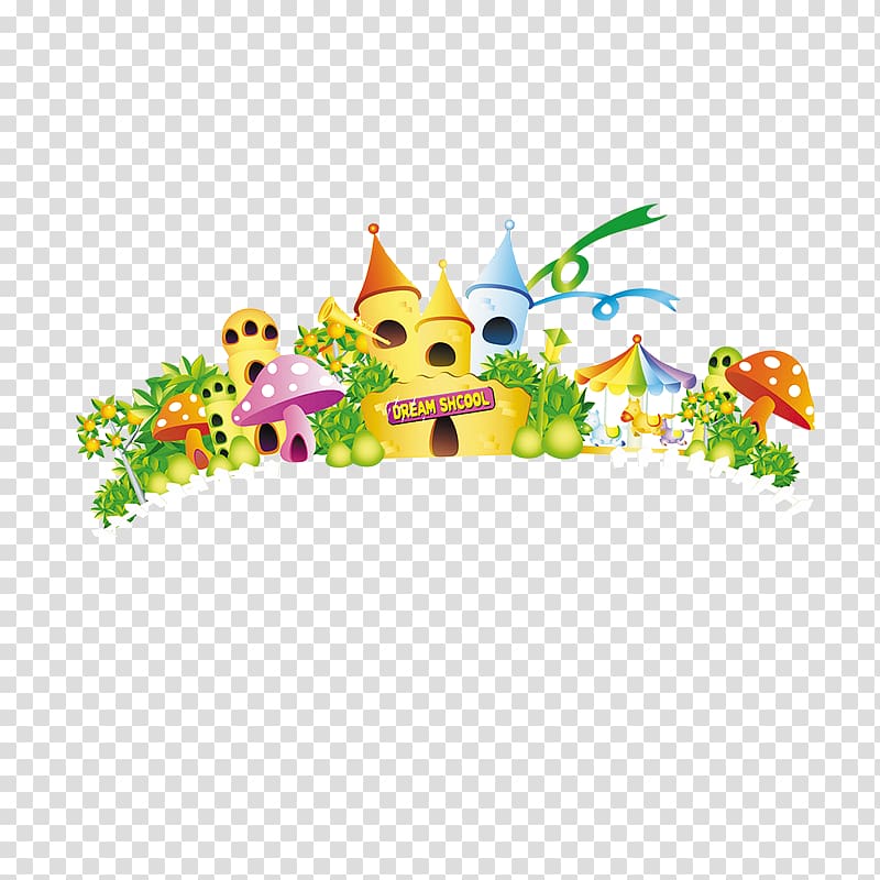 Kindergarten Child, Cartoon castle transparent background PNG clipart