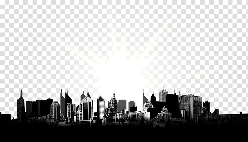 sun against cityscape art, Cities: Skylines Computer file, City skyline transparent background PNG clipart