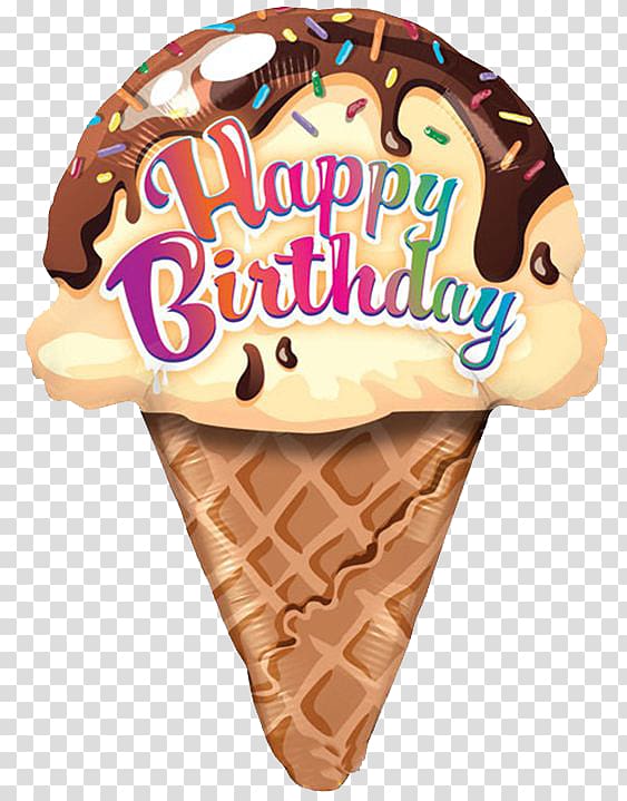 Ice cream cone Ice cream cake Cupcake, Happy Birthday Ice Cream transparent background PNG clipart