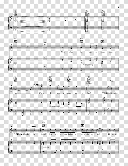 Digital sheet music Piano Film score, hakuna matata transparent background PNG clipart