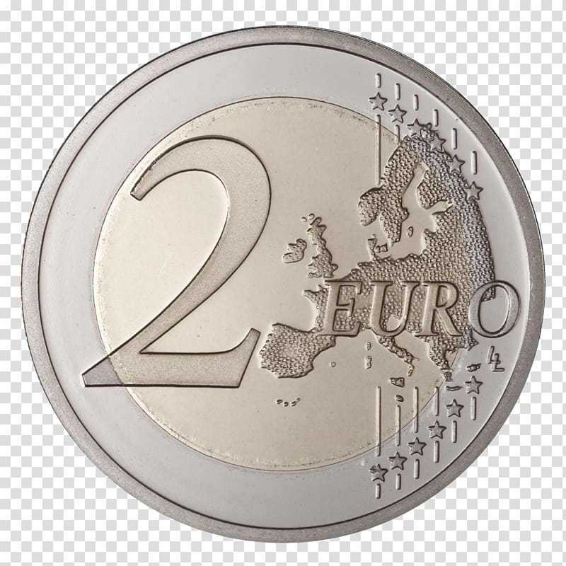 round silver-colored 2 Euro coin, 2 Euro Coin transparent background PNG clipart
