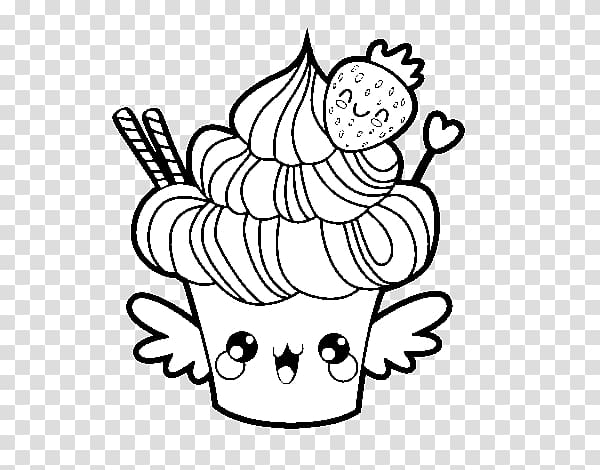 Cupcake Drawing Coloring book Animaatio Dessin animé, strawberry Cupcake transparent background PNG clipart