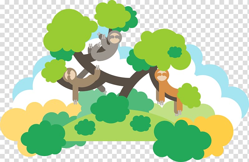 Sloth Euclidean Illustration, Jungle monkey transparent background PNG clipart