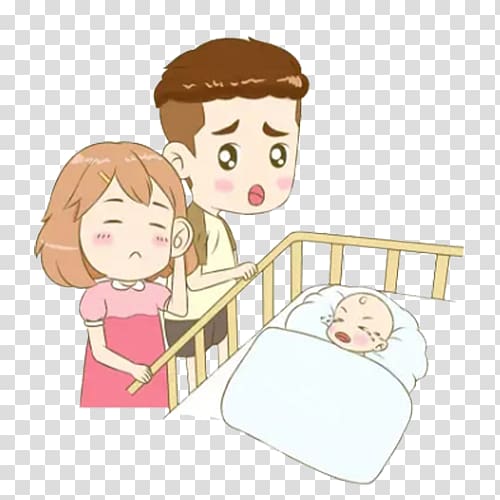 Infant Drawing Mother Crying Child, Cartoon mom and dad and crying baby transparent background PNG clipart