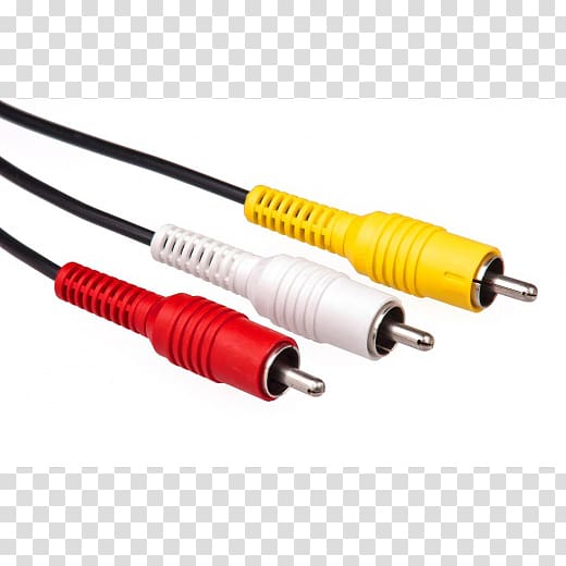 Component video RCA connector Electrical cable Electrical connector Composite video, cables transparent background PNG clipart