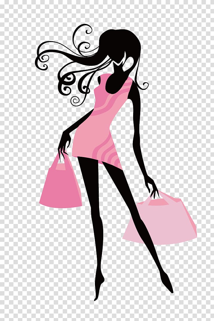 Fashion Girl , Shopping Girl, woman holding two bags illustration transparent background PNG clipart