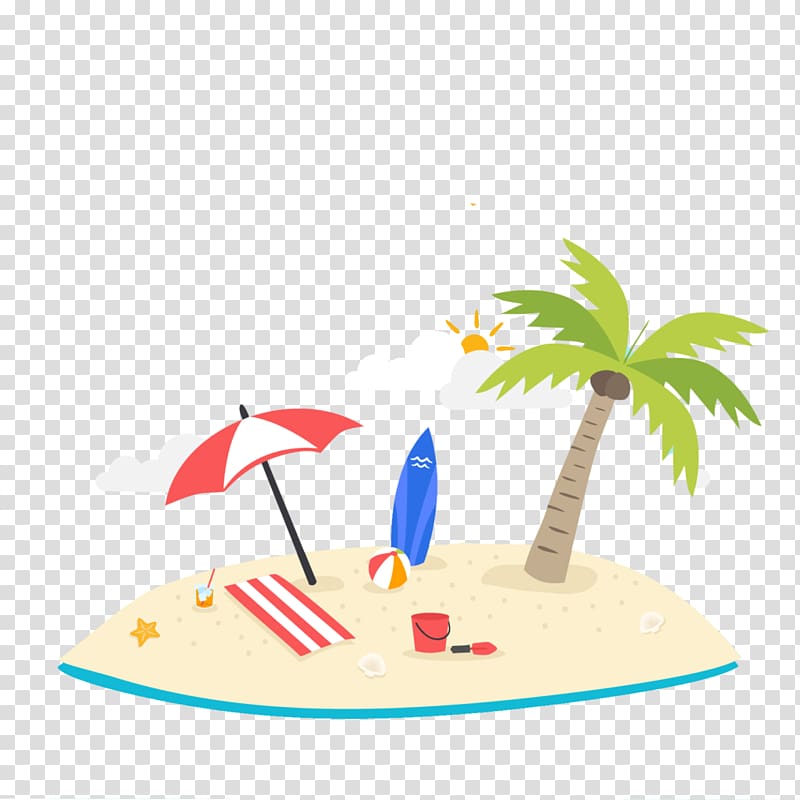 Sunny Beach Summer vacation, beach transparent background PNG clipart