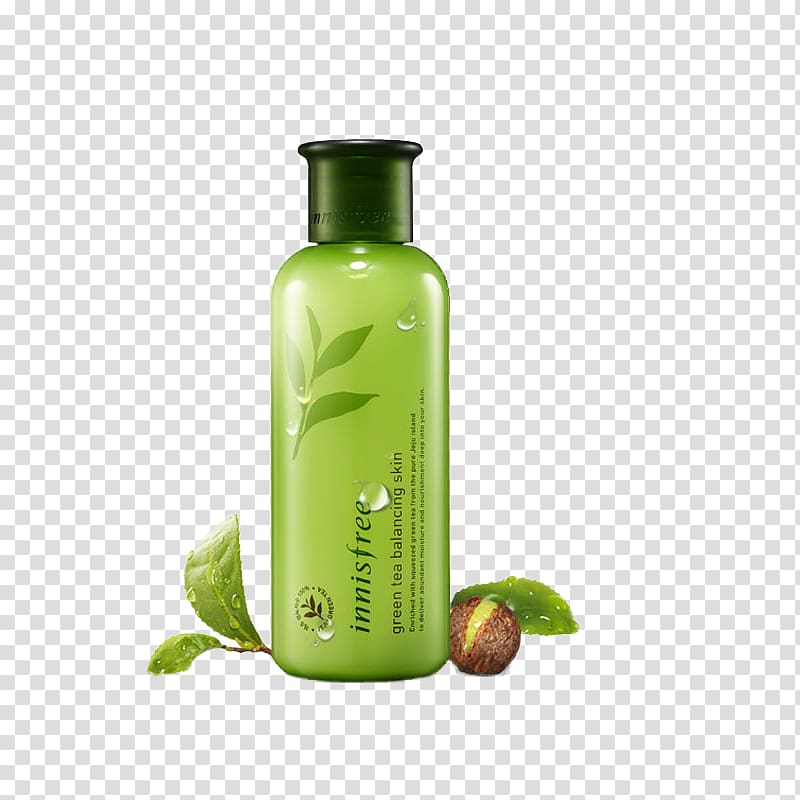Green tea Lotion Skin Toner, Innisfree Green Tea essence of balance Lotion transparent background PNG clipart
