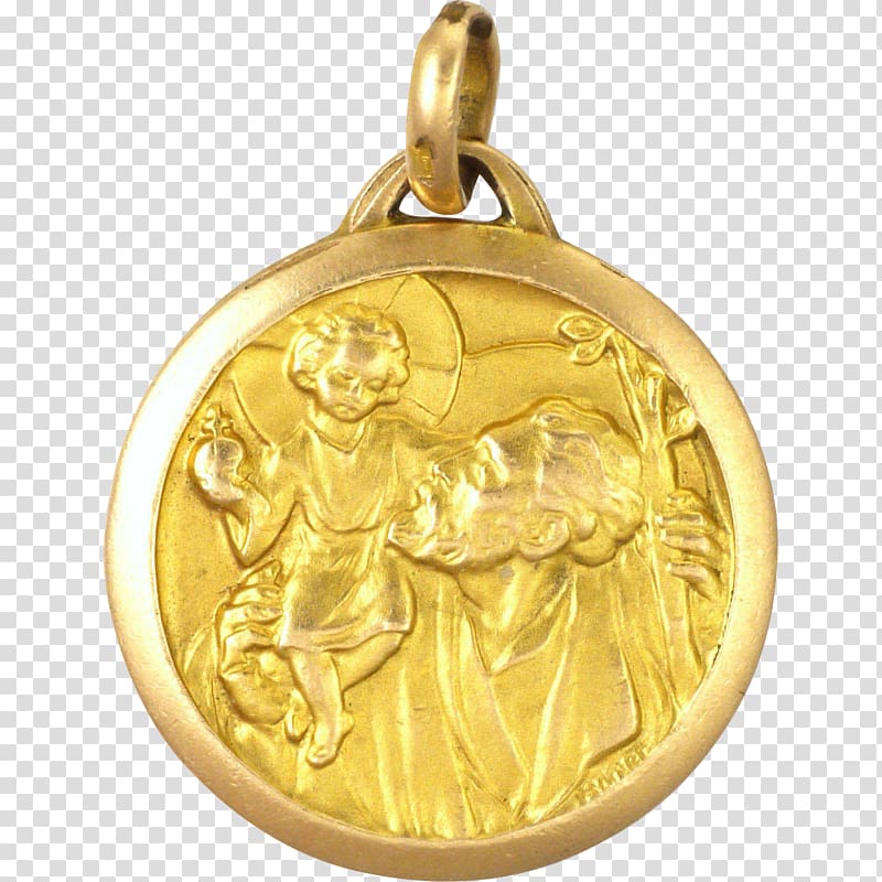 Gold medal Saint Baptism, classical medal transparent background PNG clipart