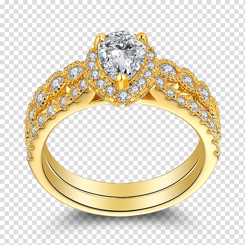 Wedding ring Gold Engagement ring, ring transparent background PNG clipart