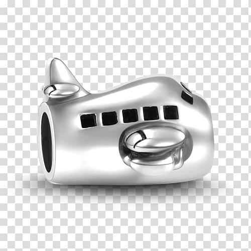 Charm bracelet Earring Silver Pandora, silver passenger plane transparent background PNG clipart