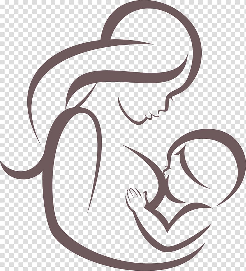 Breastfeeding Infant Mother illustration, Linear fashion family portrait painting material, woman breastfeeding illustration transparent background PNG clipart