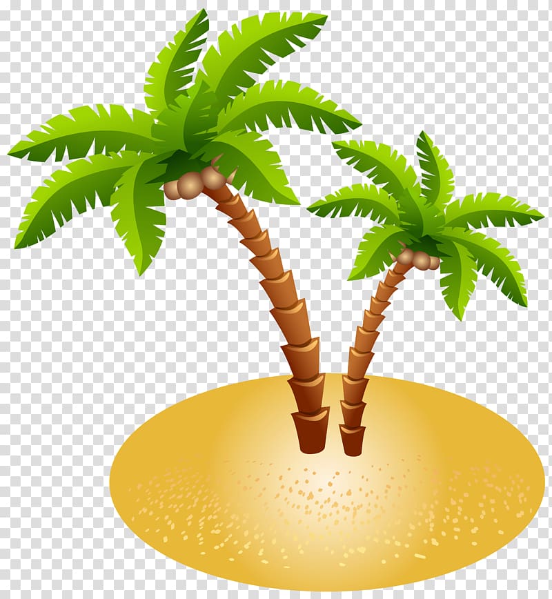 coconut trees illustration, Island , Palms and Sand transparent background PNG clipart
