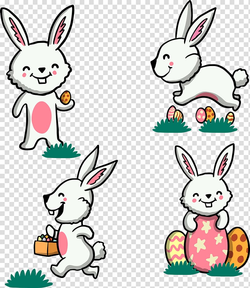 Easter Bunny Domestic rabbit European rabbit Illustration, Running cartoon rabbit transparent background PNG clipart