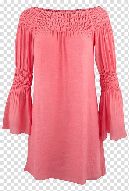 Shoulder Blouse Sleeve Dress Pink M, Coral Clothes transparent background PNG clipart