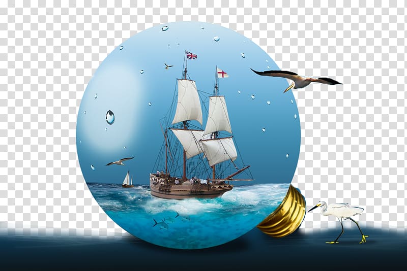 Sailing ship Sailboat Sailor, Art lamp in the ocean transparent background PNG clipart