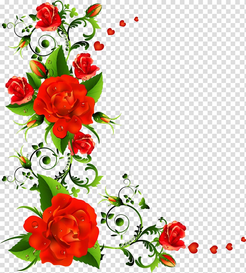red petaled flowers , Rose Flower , flower border transparent background PNG clipart