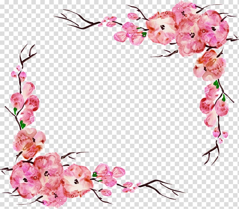 pink petaled flowers illustration, , hand painted pink flower label transparent background PNG clipart