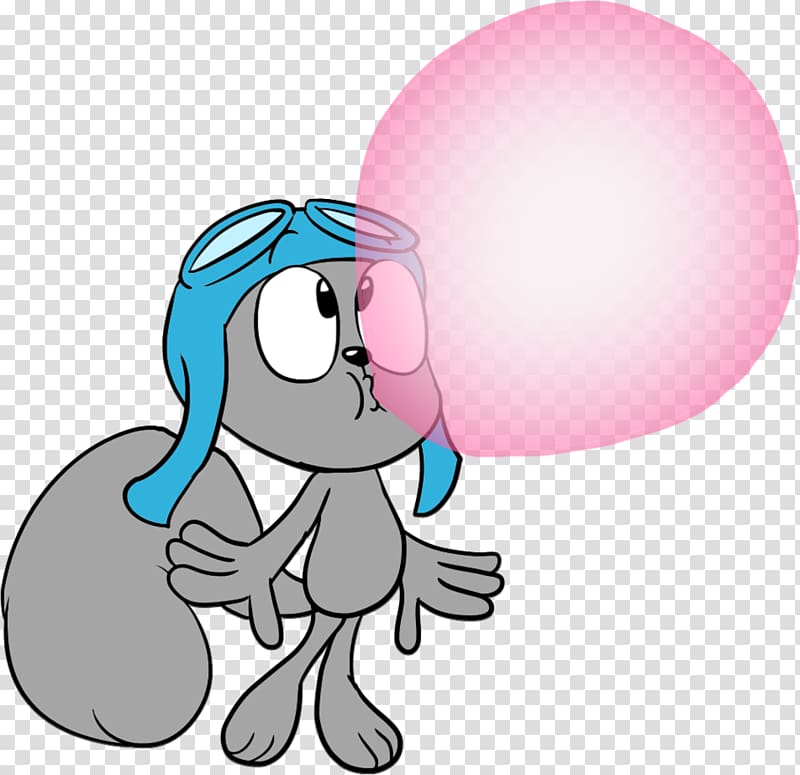 Rocky the Flying Squirrel Chewing gum Cartoon Character, floating bubbles transparent background PNG clipart