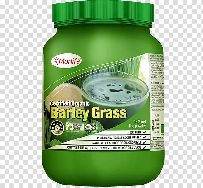 Organic food Barley Goji Organic certification Morlife Alkalising Greens, Barley grass transparent background PNG clipart
