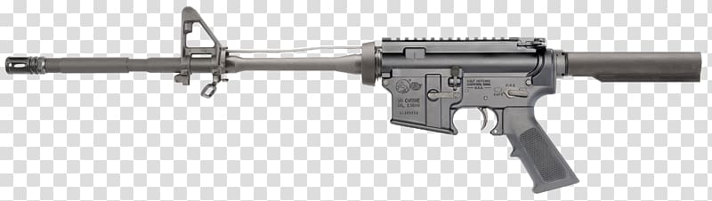 M4 carbine Colt\'s Manufacturing Company 5.56×45mm NATO AR-15 style rifle Colt AR-15, assault rifle transparent background PNG clipart