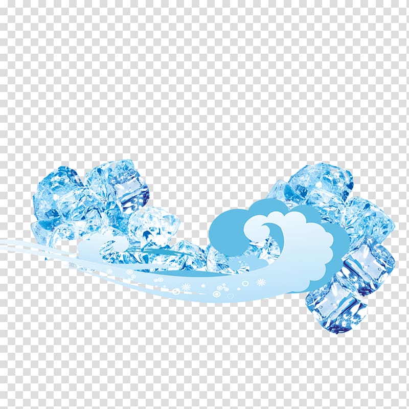 Blue ice Ice cube, Slightly cool ice material transparent background PNG clipart