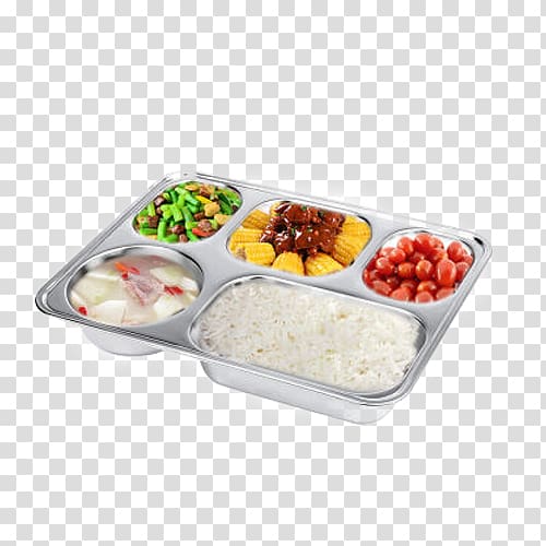 Fast food Tray Meal Stainless steel, Stainless steel food plate transparent background PNG clipart