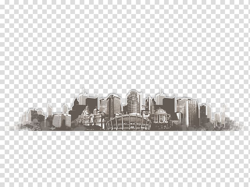 East China Normal University City Black and white, Distant city transparent background PNG clipart