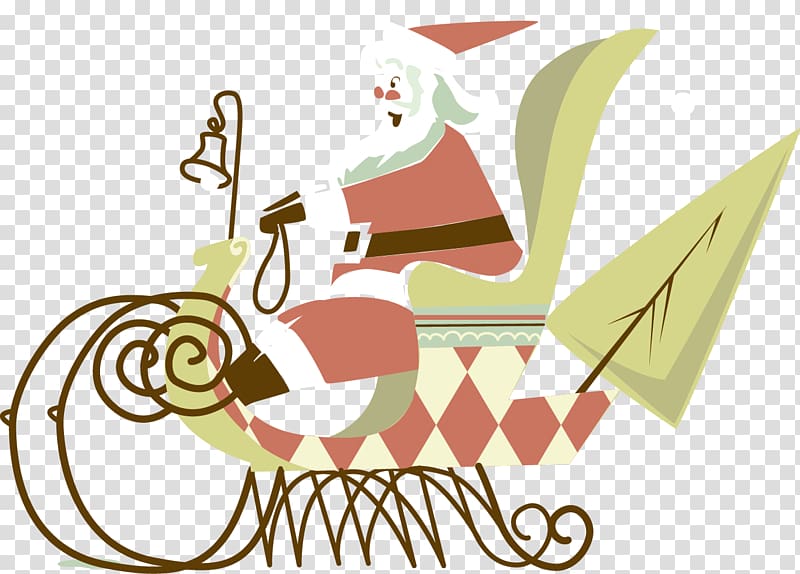 Santa Claus Reindeer Christmas Snowman Art, Hand-painted Santa Claus driving transparent background PNG clipart