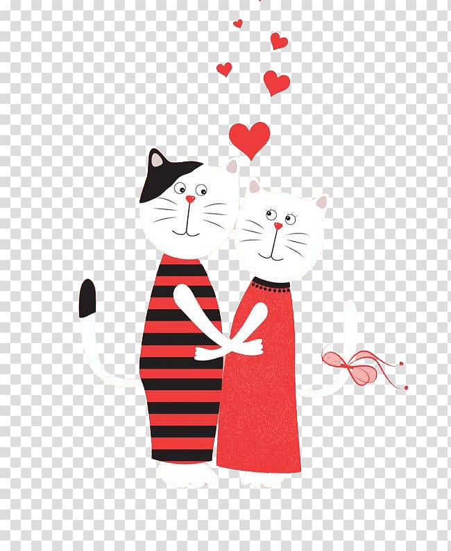 Love Greeting card Valentines Day Illustration, Love Cats transparent background PNG clipart