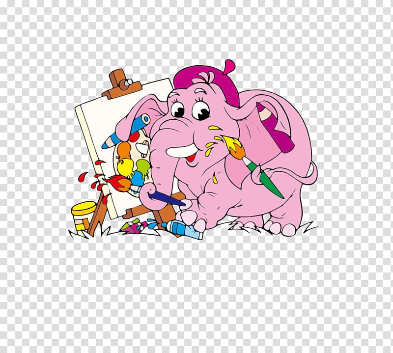 Elephant Painting Cartoon , Elephant painting transparent background PNG clipart