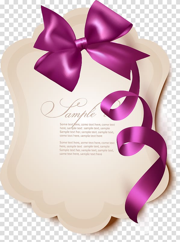 Romance Girlfriend SMS Gift, Hand-painted stationery purple lace bow transparent background PNG clipart