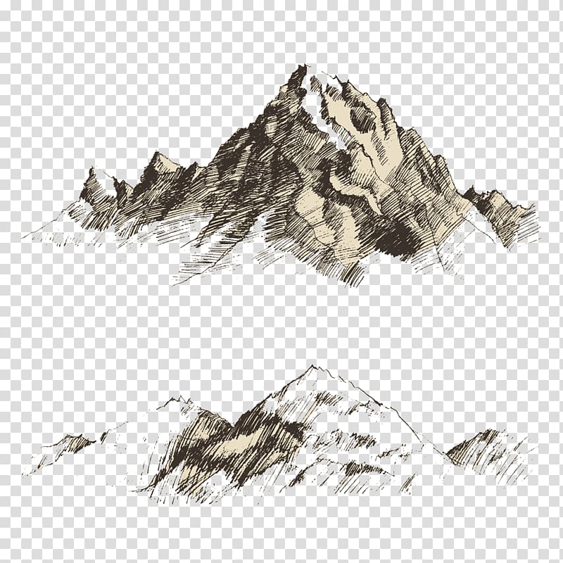 gray mountains illustration, Drawing Mountain Sketch, Mountain scenery transparent background PNG clipart