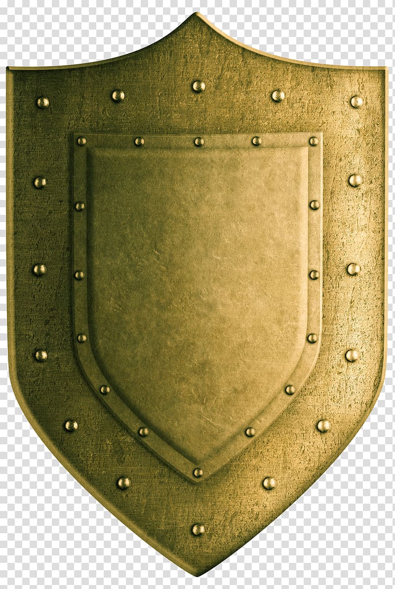 gold shield, Shield Coat of arms illustration, Golden shield transparent background PNG clipart