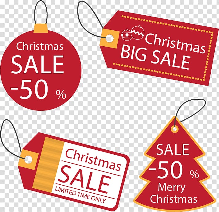 Christmas tree Sales Discounts and allowances, Red Christmas discount tags transparent background PNG clipart