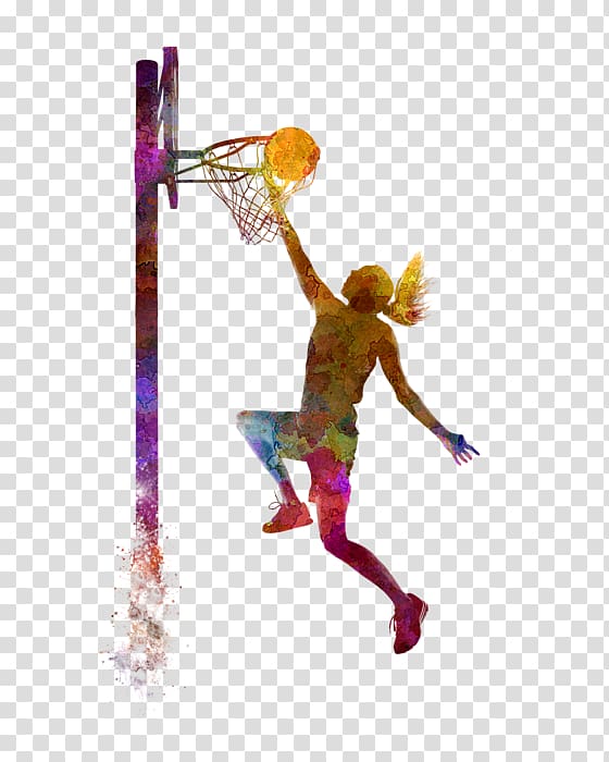 person playing basketball graphic, Women's basketball Sport Slam dunk Painting, basketball transparent background PNG clipart