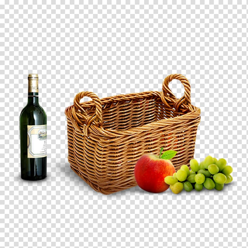 Red Wine Hamper Picnic basket, Picnic basket and wine transparent background PNG clipart